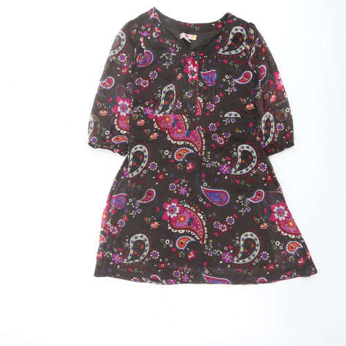 Marks and Spencer Girls Multicoloured Paisley Polyester A-Line Size 8 Years Round Neck Button