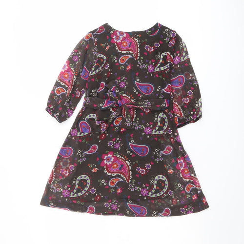 Marks and Spencer Girls Multicoloured Paisley Polyester A-Line Size 8 Years Round Neck Button