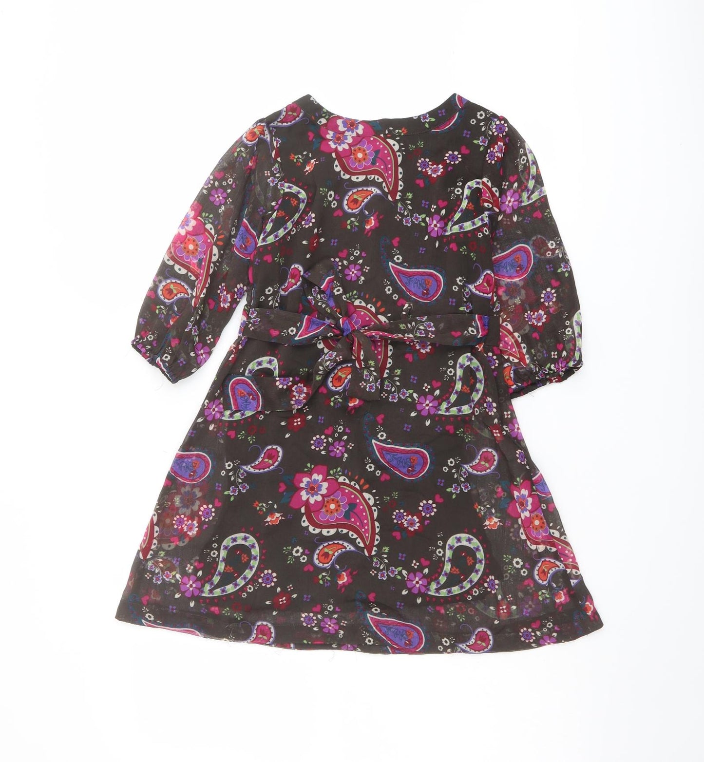 Marks and Spencer Girls Multicoloured Paisley Polyester A-Line Size 8 Years Round Neck Button