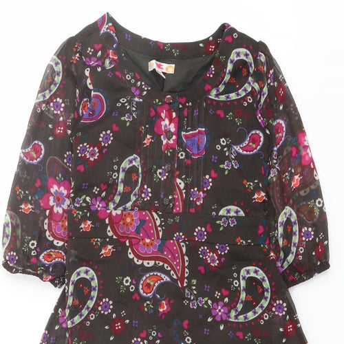 Marks and Spencer Girls Multicoloured Paisley Polyester A-Line Size 8 Years Round Neck Button