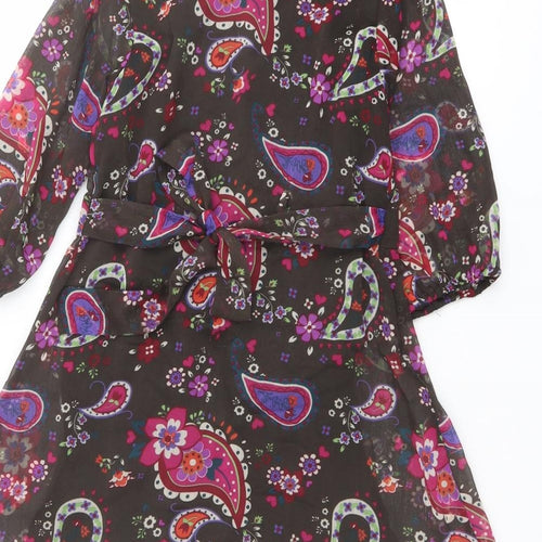 Marks and Spencer Girls Multicoloured Paisley Polyester A-Line Size 8 Years Round Neck Button