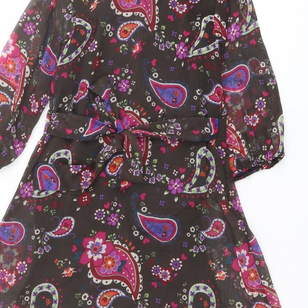 Marks and Spencer Girls Multicoloured Paisley Polyester A-Line Size 8 Years Round Neck Button