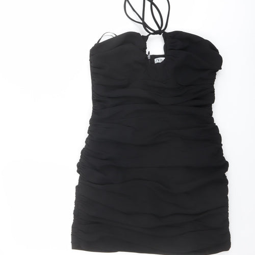 Zara Womens Black Polyester Mini Size M Halter Zip