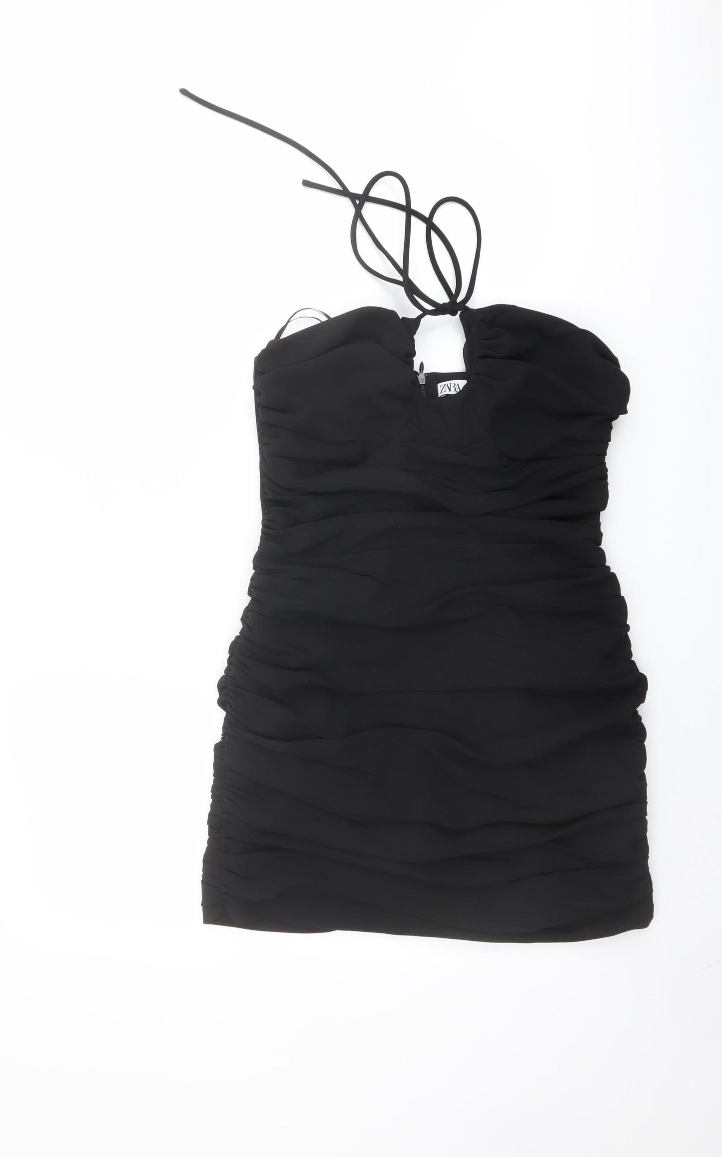 Zara Womens Black Polyester Mini Size M Halter Zip