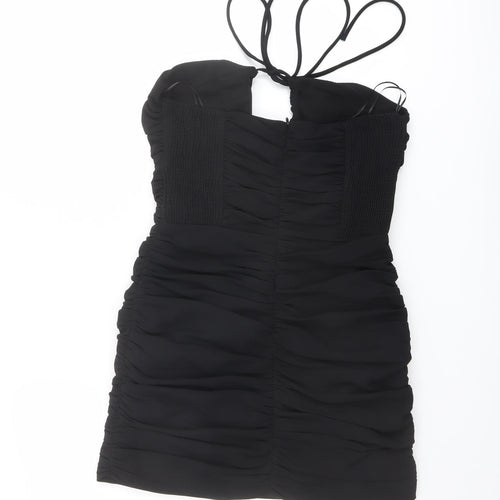 Zara Womens Black Polyester Mini Size M Halter Zip
