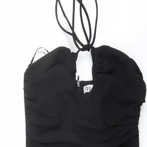 Zara Womens Black Polyester Mini Size M Halter Zip