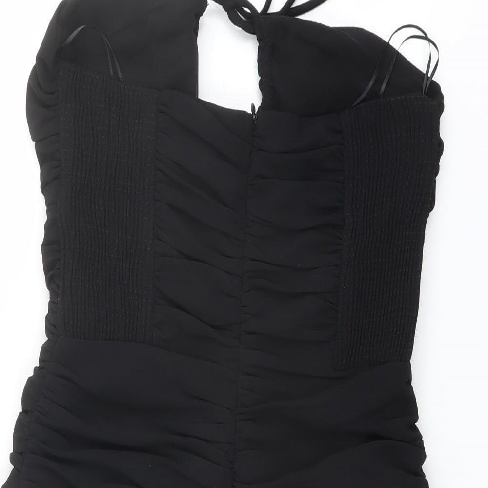 Zara Womens Black Polyester Mini Size M Halter Zip
