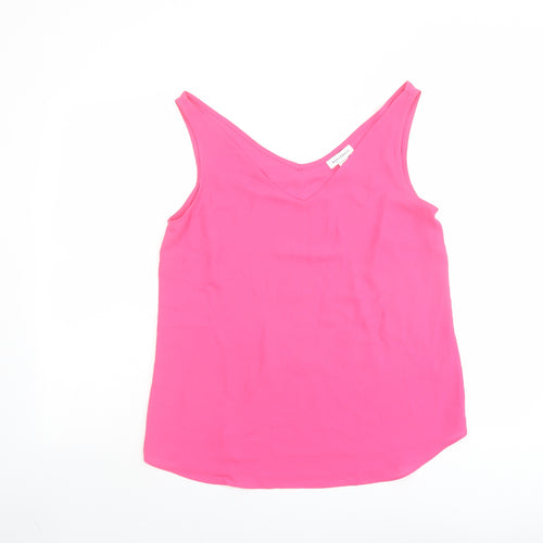 Warehouse Womens Pink Polyester Basic Tank Size 12 V-Neck