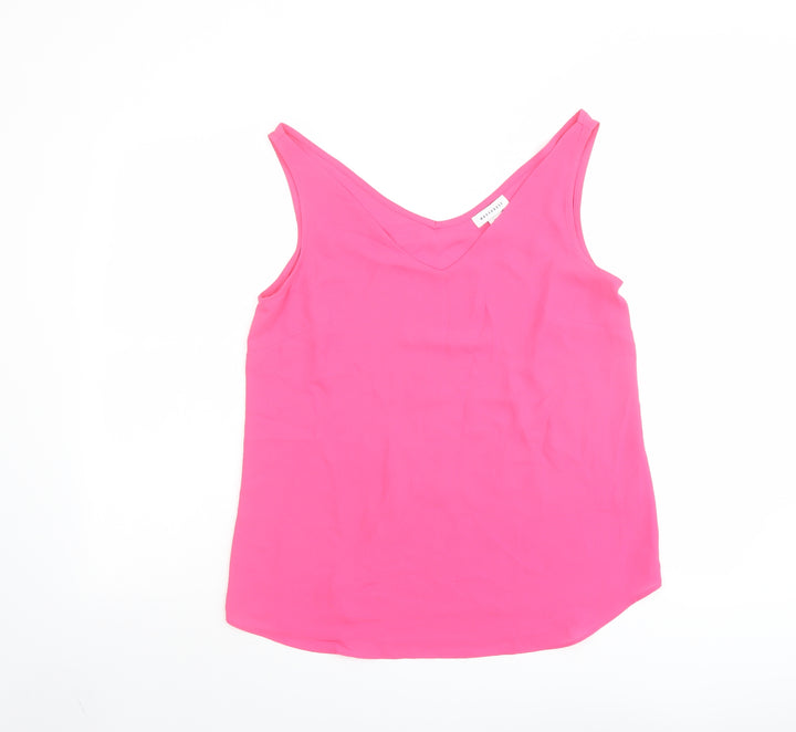 Warehouse Womens Pink Polyester Basic Tank Size 12 V-Neck