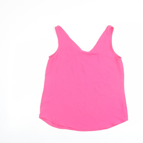Warehouse Womens Pink Polyester Basic Tank Size 12 V-Neck