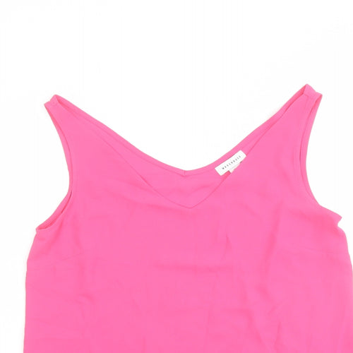 Warehouse Womens Pink Polyester Basic Tank Size 12 V-Neck