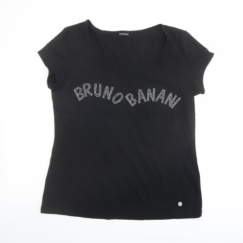 bruno banani Womens Black Cotton Basic T-Shirt Size 20 Scoop Neck