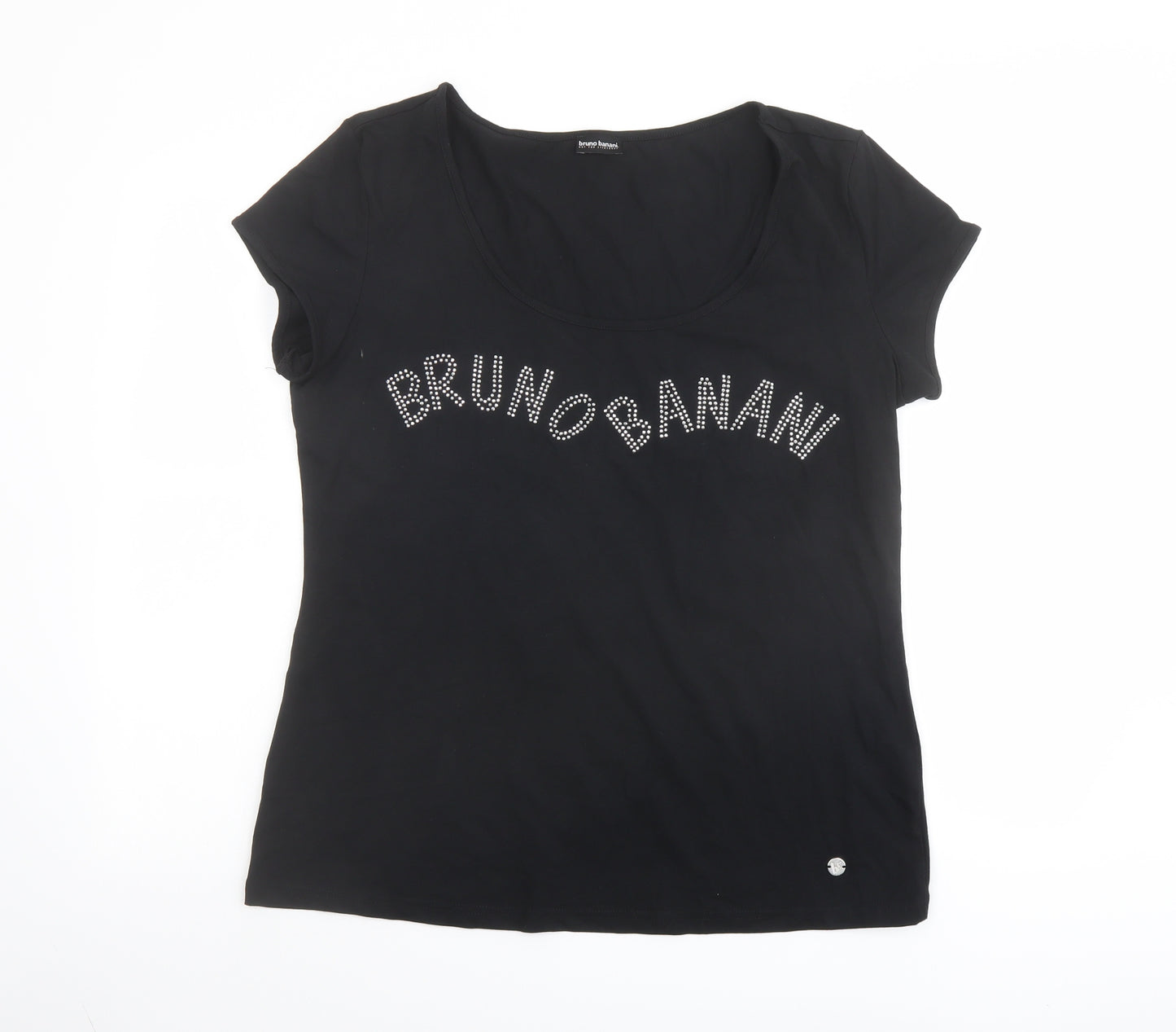 bruno banani Womens Black Cotton Basic T-Shirt Size 20 Scoop Neck