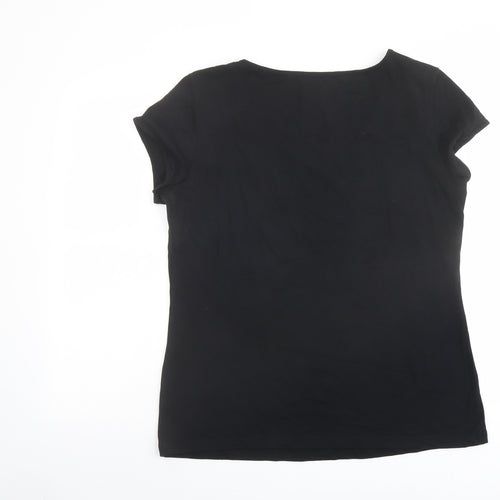 bruno banani Womens Black Cotton Basic T-Shirt Size 20 Scoop Neck
