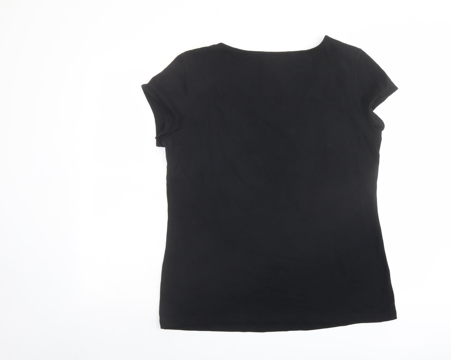 bruno banani Womens Black Cotton Basic T-Shirt Size 20 Scoop Neck