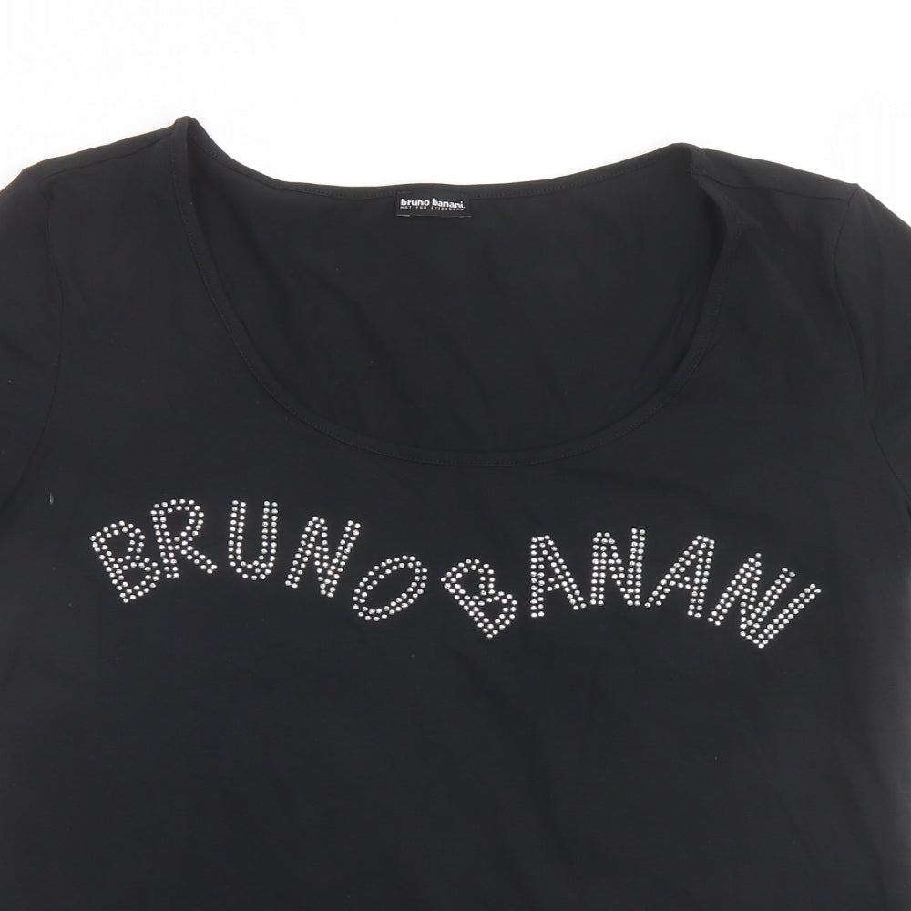 bruno banani Womens Black Cotton Basic T-Shirt Size 20 Scoop Neck