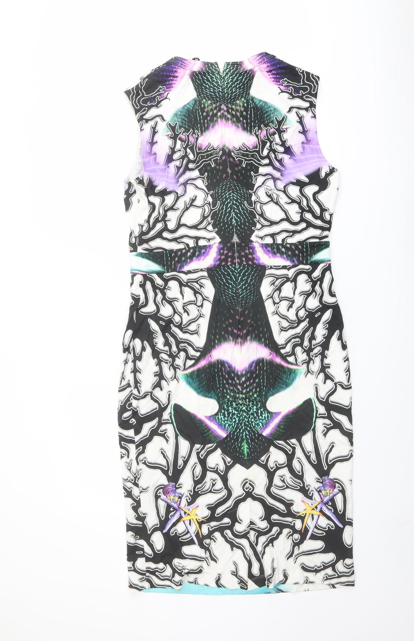 Just Cavalli Womens Multicoloured Geometric Viscose Shift Size 20 Round Neck Zip