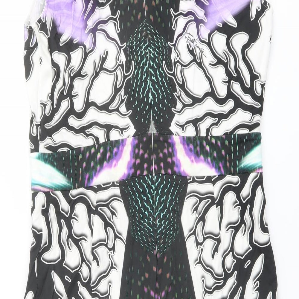 Just Cavalli Womens Multicoloured Geometric Viscose Shift Size 20 Round Neck Zip