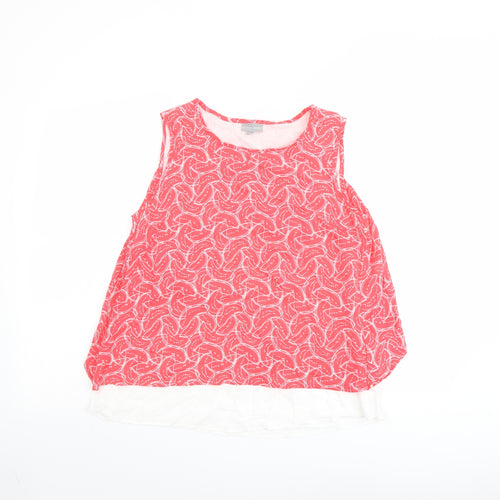 Oliver Bonas Womens Pink Geometric Viscose Basic Tank Size 10 Boat Neck