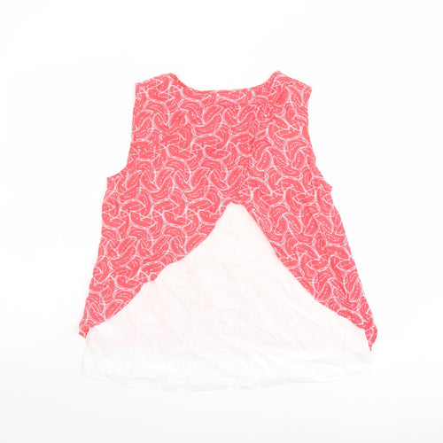 Oliver Bonas Womens Pink Geometric Viscose Basic Tank Size 10 Boat Neck