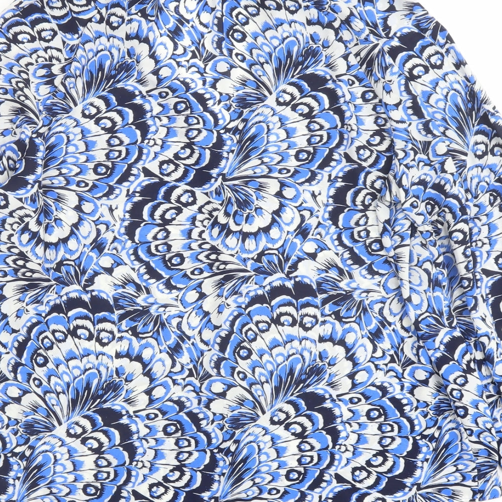 Et Vous Womens Blue Geometric Polyester Basic Blouse Size 16 V-Neck