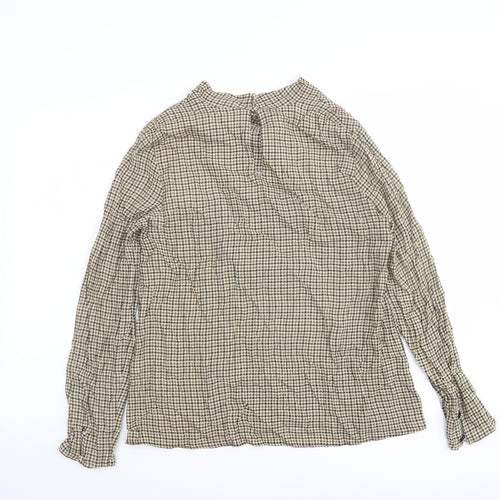 Zara Womens Beige Geometric Viscose Basic Blouse Size XS Round Neck