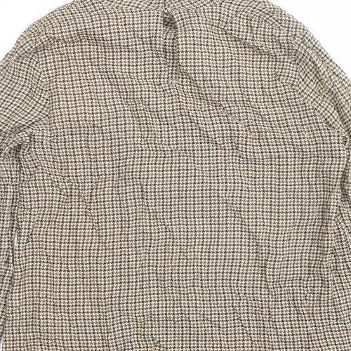 Zara Womens Beige Geometric Viscose Basic Blouse Size XS Round Neck