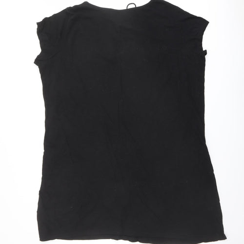 bonprix Womens Black Cotton Kaftan Size XL Round Neck Tie