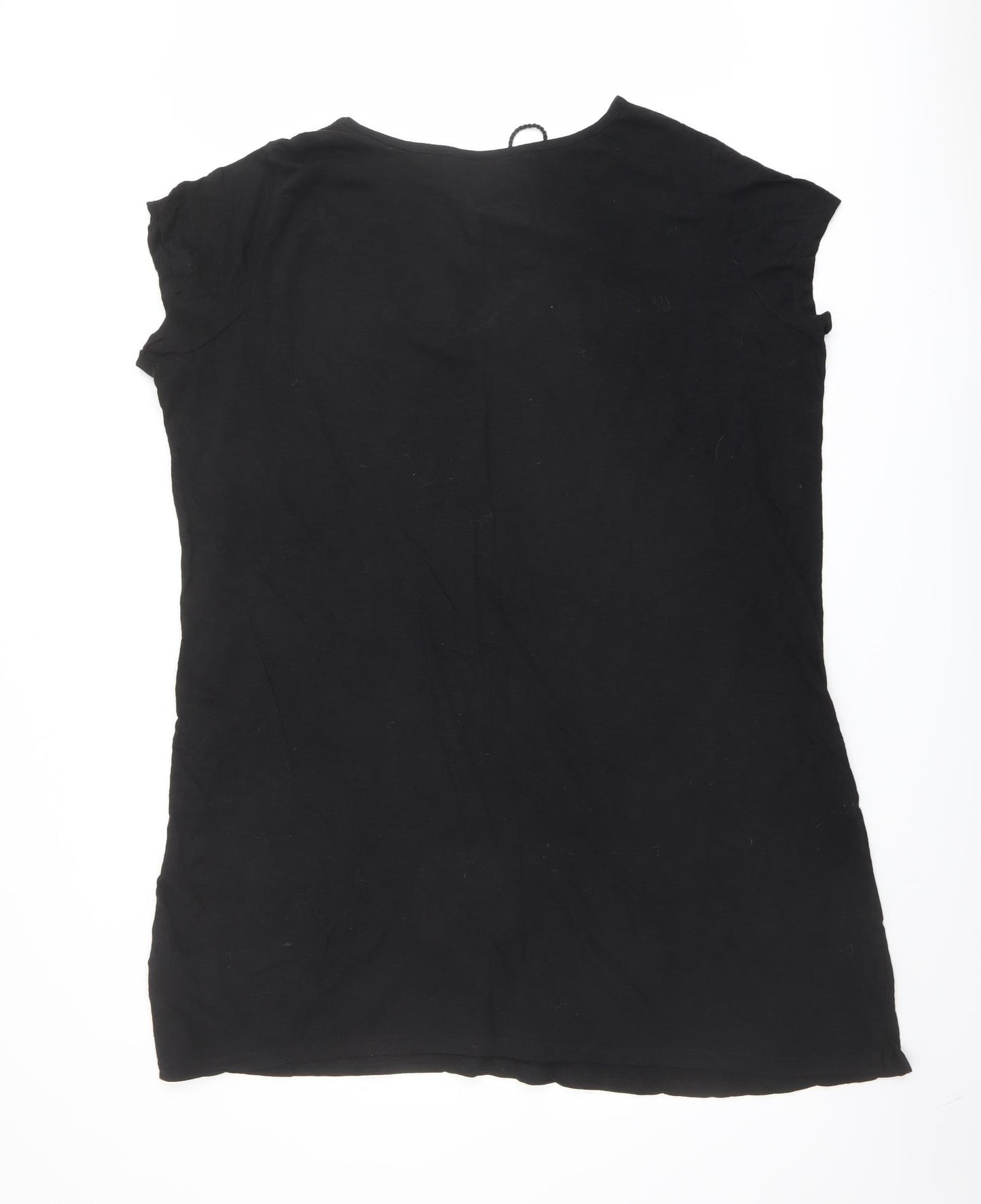 bonprix Womens Black Cotton Kaftan Size XL Round Neck Tie