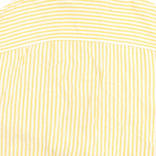 New Look Womens Yellow Striped Viscose Basic Button-Up Size 10 Collared - Tie Front Detail