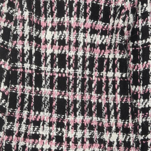 Linea Womens Black Geometric Overcoat Coat Size 10 Button