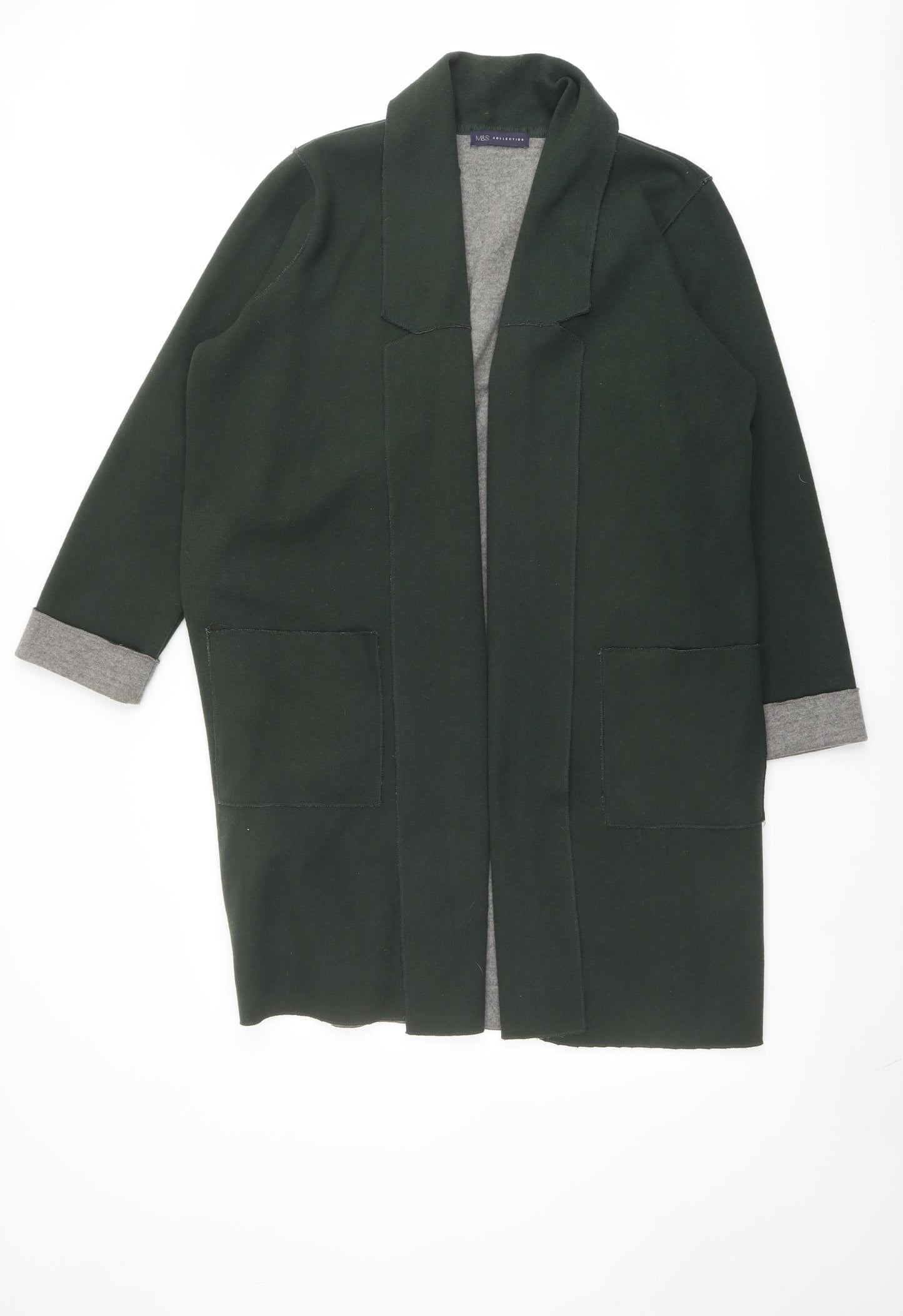 Marks and Spencer Womens Green V-Neck Polyester Cardigan Jumper Size XL