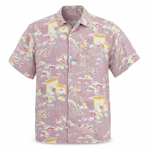 D/Struct Mens Purple Geometric Viscose Button-Up Size M Collared Button