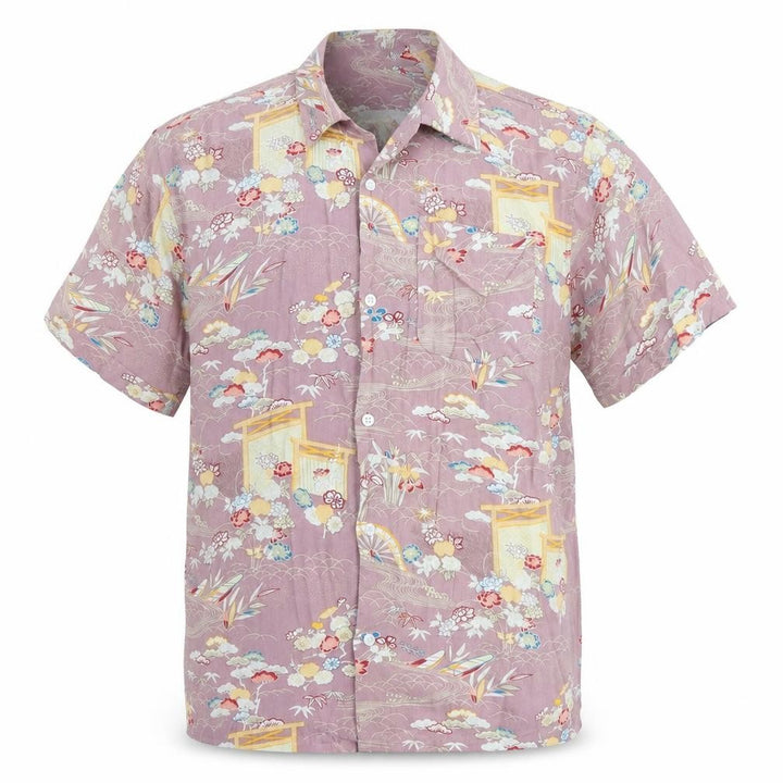 D/Struct Mens Purple Geometric Viscose Button-Up Size M Collared Button