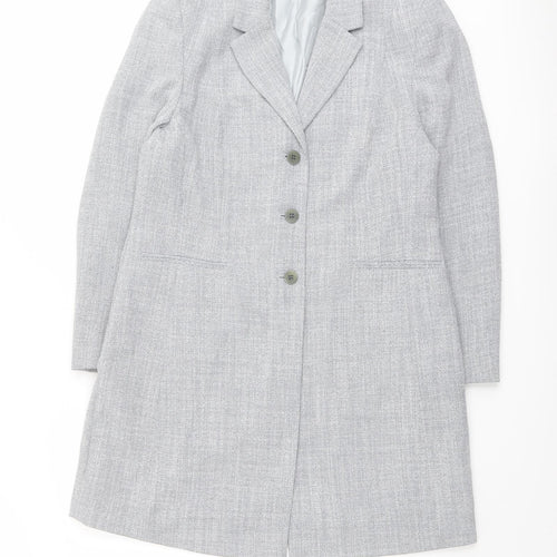 Precis Womens Grey Overcoat Coat Size 14 Button