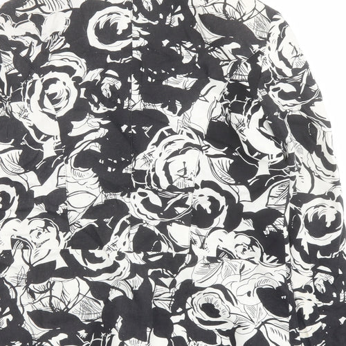 Isle Womens Black Floral Jacket Blazer Size 10 Button