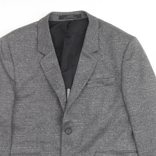 Zara Mens Grey Polyester Jacket Suit Jacket Size 42 Regular