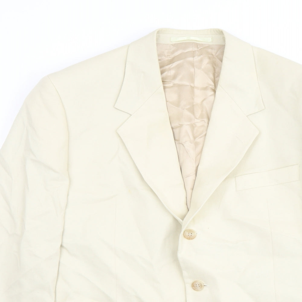 Boden Mens Ivory Cotton Jacket Suit Jacket Size 42 Regular