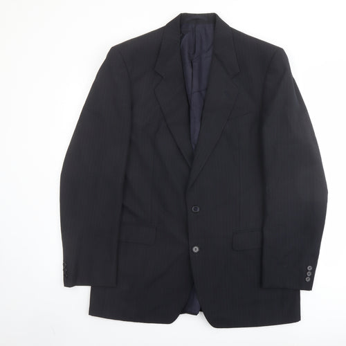Marks and Spencer Mens Blue Striped Polyester Jacket Suit Jacket Size 40 Regular