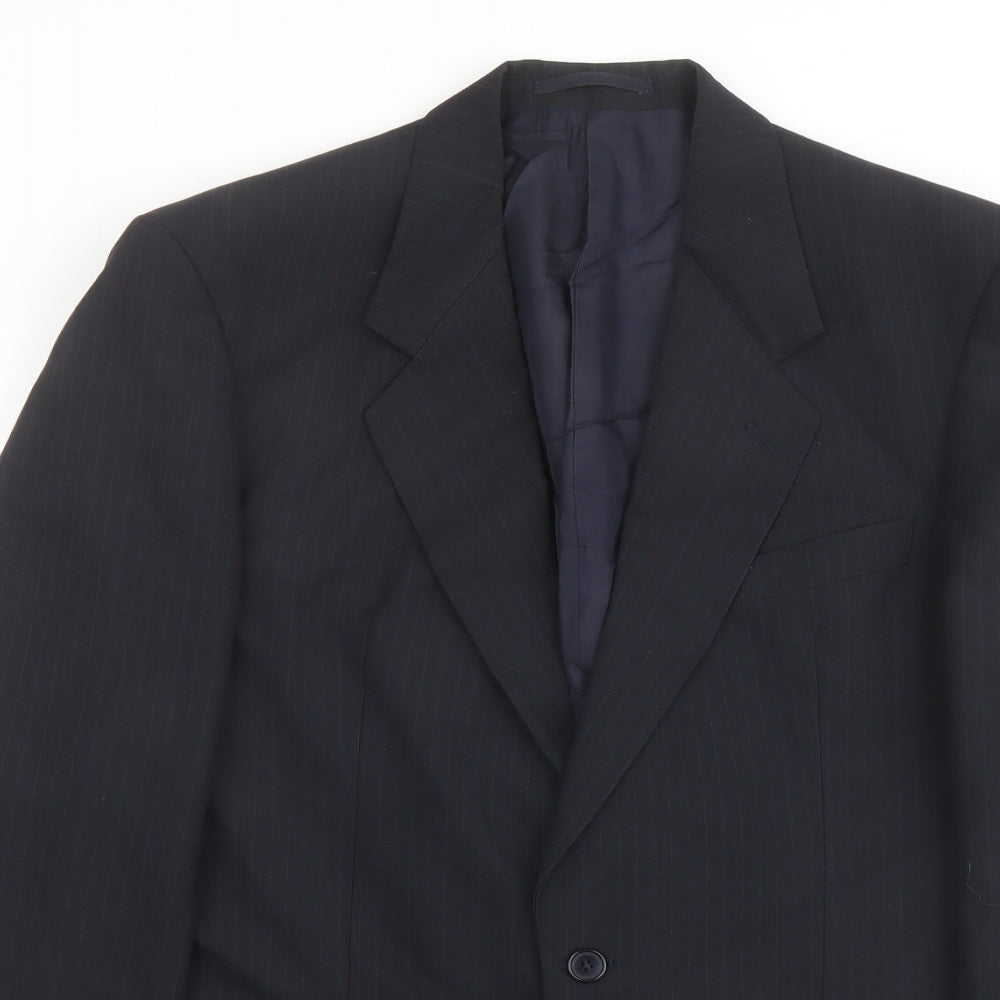 Marks and Spencer Mens Blue Striped Polyester Jacket Suit Jacket Size 40 Regular