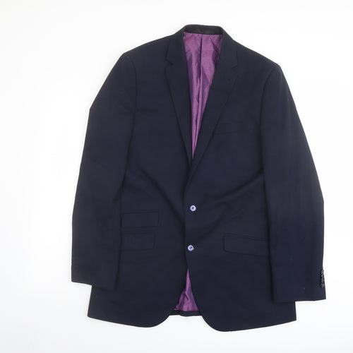 Greenwoods Mens Blue Polyester Jacket Suit Jacket Size 40 Regular