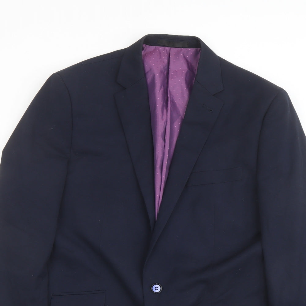 Greenwoods Mens Blue Polyester Jacket Suit Jacket Size 40 Regular