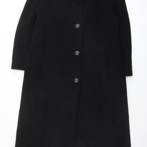 Marks and Spencer Womens Black Overcoat Coat Size 14 Button