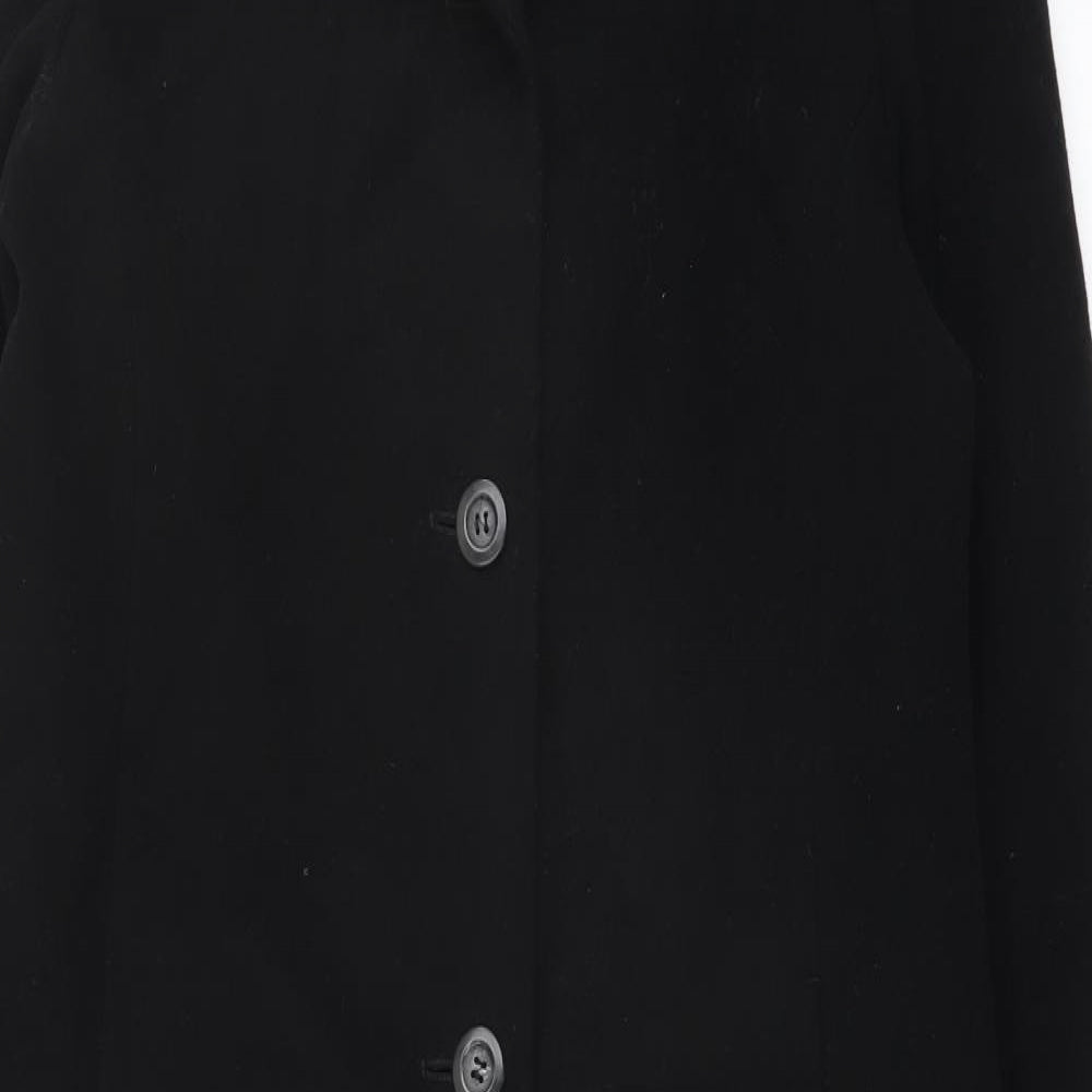 Marks and Spencer Womens Black Overcoat Coat Size 14 Button
