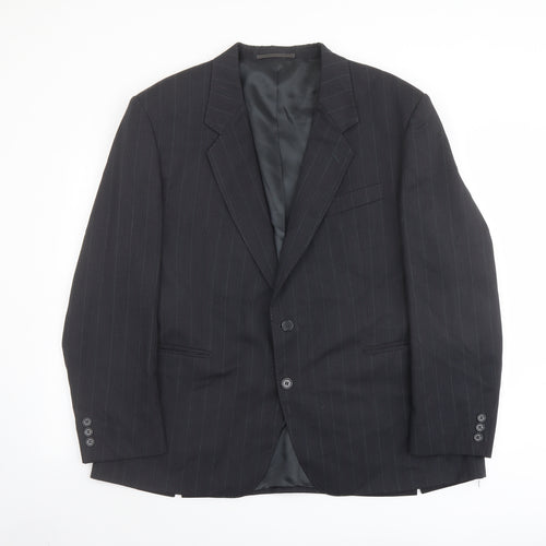 Varteks Mens Grey Striped Polyester Jacket Suit Jacket Size 48 Regular