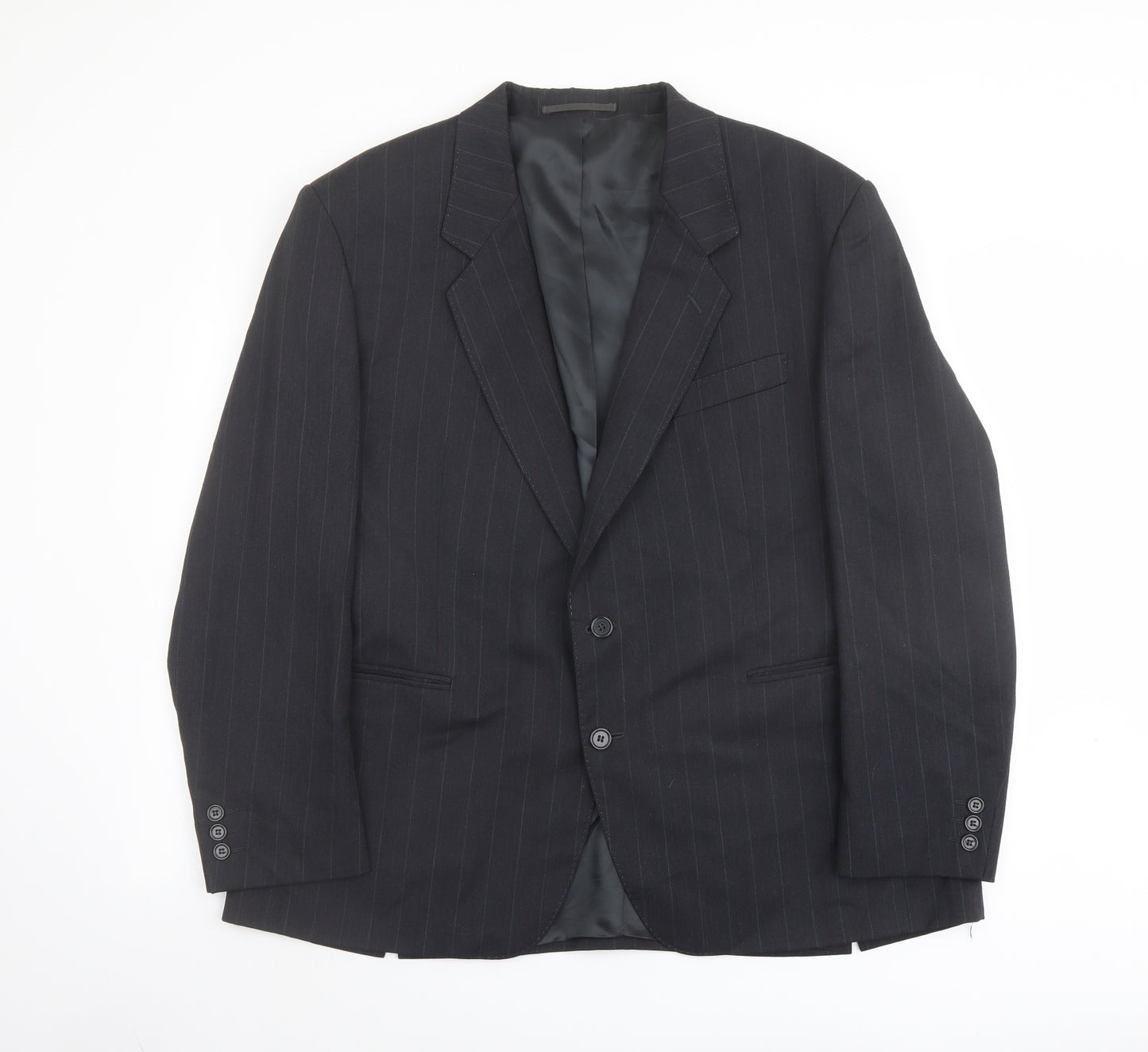 Varteks Mens Grey Striped Polyester Jacket Suit Jacket Size 48 Regular