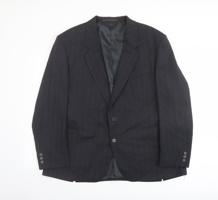 Varteks Mens Grey Striped Polyester Jacket Suit Jacket Size 48 Regular