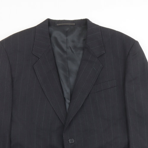 Varteks Mens Grey Striped Polyester Jacket Suit Jacket Size 48 Regular