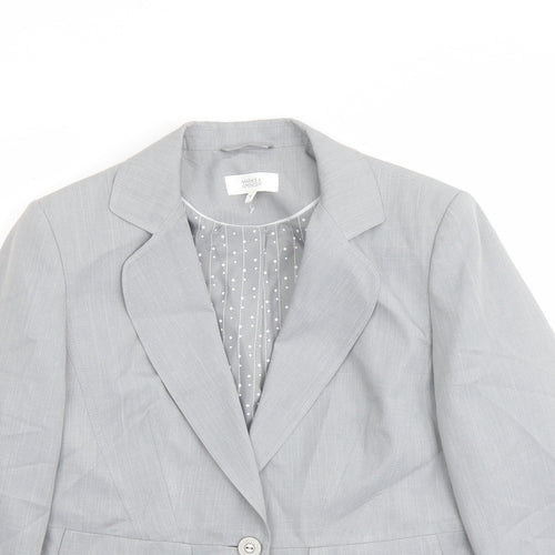 Marks and Spencer Womens Grey Jacket Blazer Size 14 Button