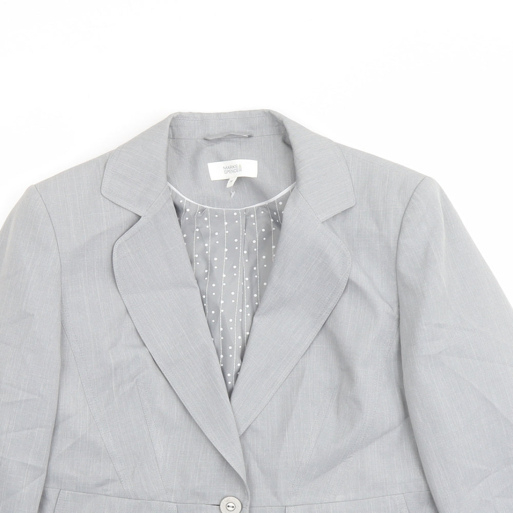 Marks and Spencer Womens Grey Jacket Blazer Size 14 Button